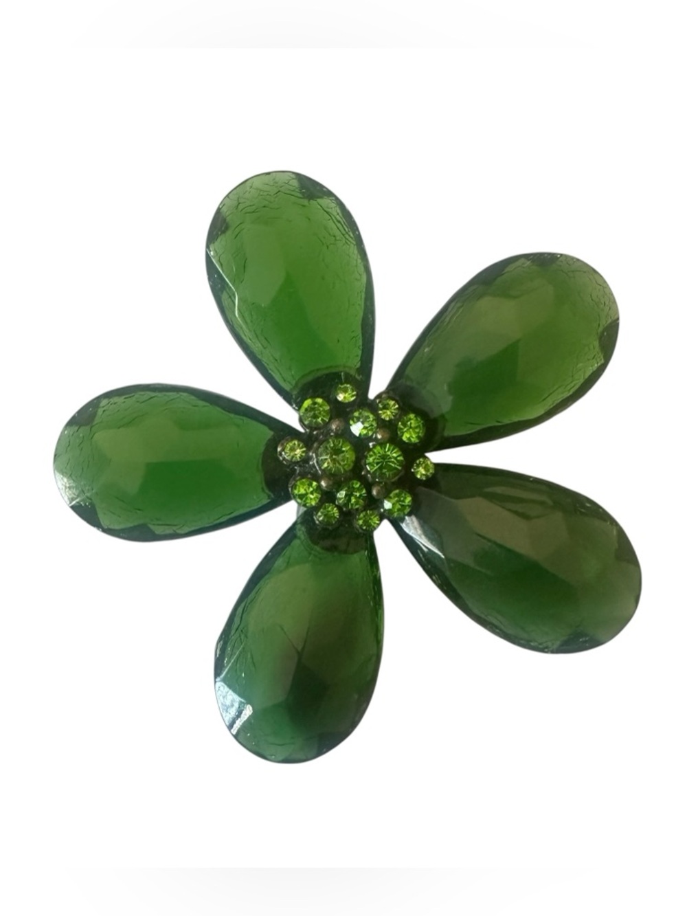 Vintage Emerald Petal Crystal Flower Brooch - Women Jewelry Brooches